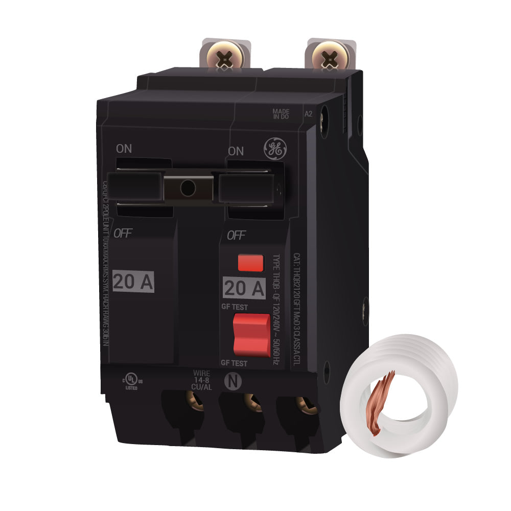 General Electric 20 Amp 240V 2-Pole Bolt-On GFCI Circuit Breaker