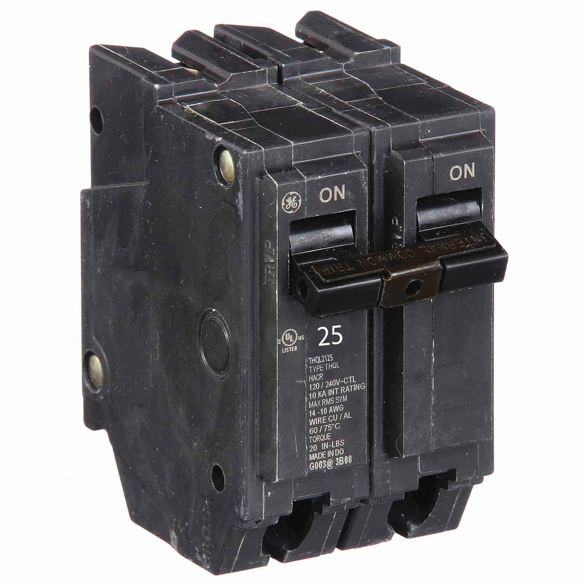 General Electric 25 Amp 240V 2 Pole Thermal Magnetic Circuit Breaker Plug-On
