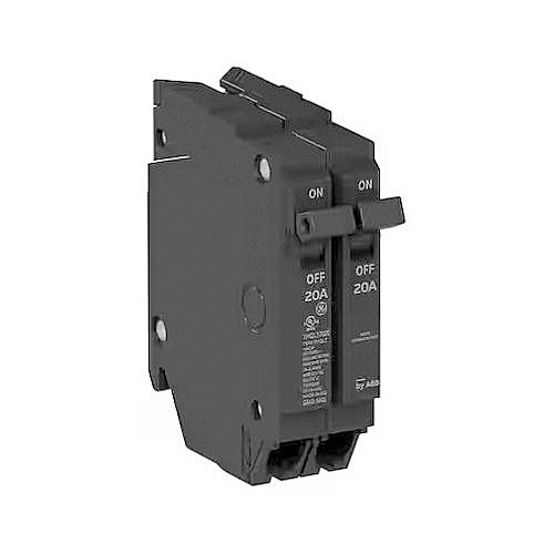 ABB 20A 120/240V 2-1P Tandem Plug-In Circuit Breaker, Q-Line Frame, 10kA Interrupt, Thermal Magnetic Trip, HACR Certified