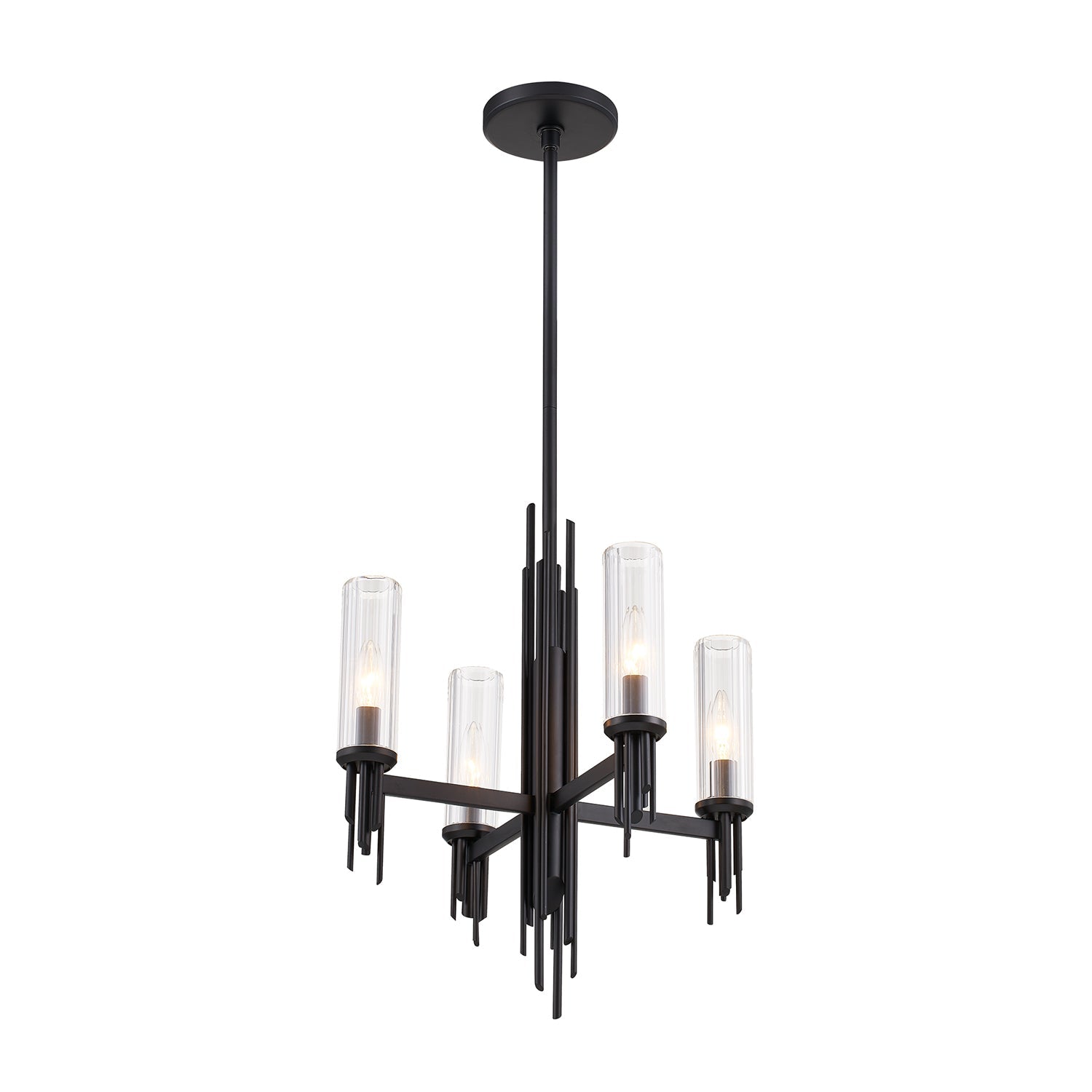 Alora Torres clear ribbed glass chandelier CH335418MBCR