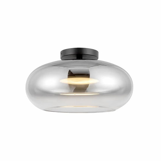 Kuzco Trinity SF62014 14-inch LED semi-flush mount with Black finish and decorative smoked glass shade