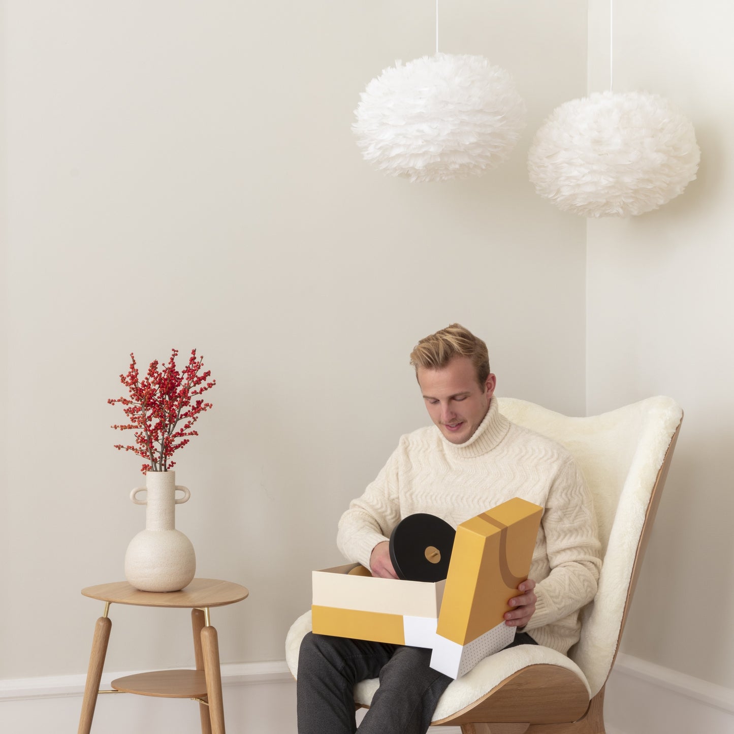 UMAGE Eos Medium White Replacement Shade — styled interior view 6