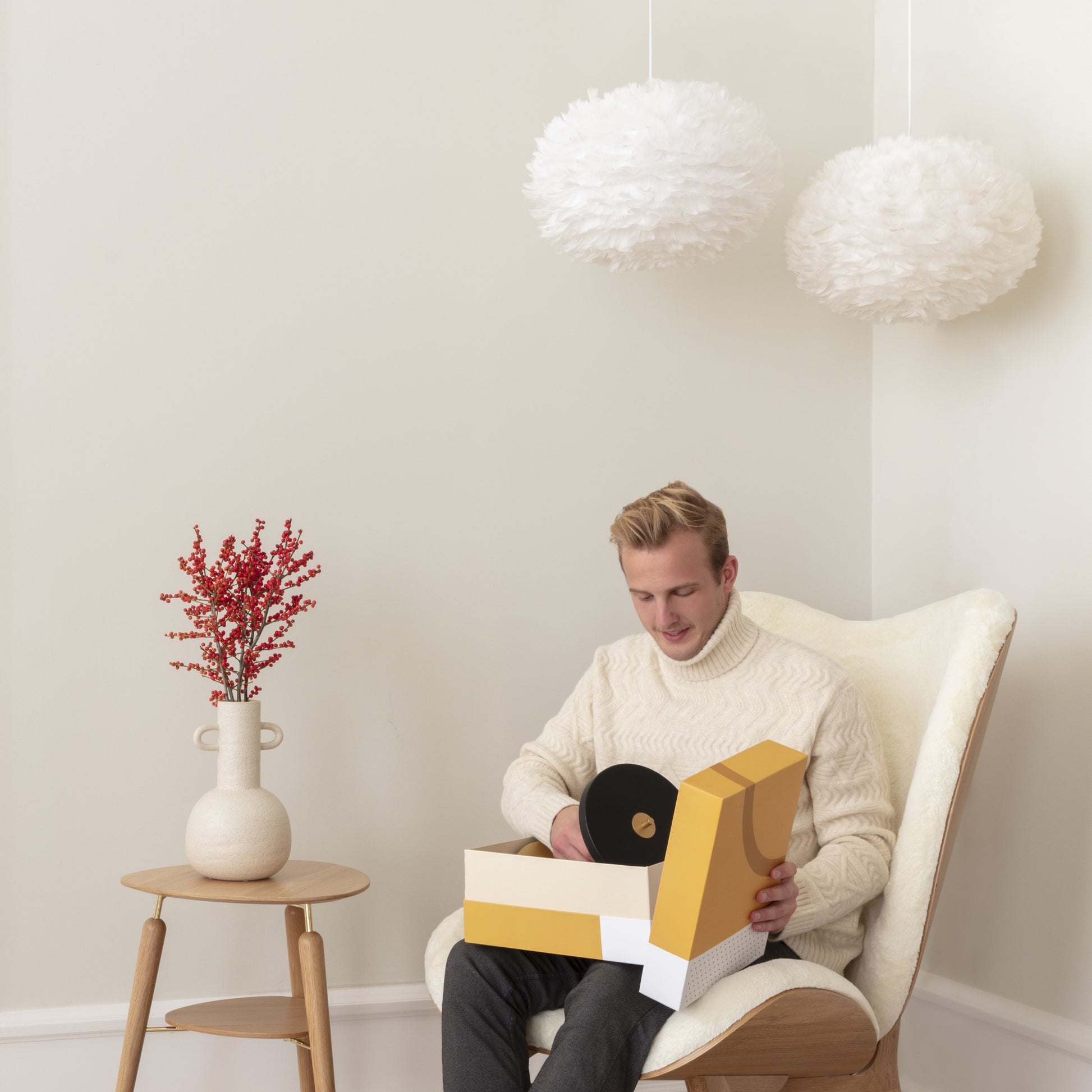 UMAGE Eos Medium White Replacement Shade — styled interior view 6