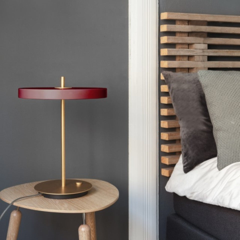 UMAGE Asteria LED Table Lamp in Ruby Red — styled interior view 4