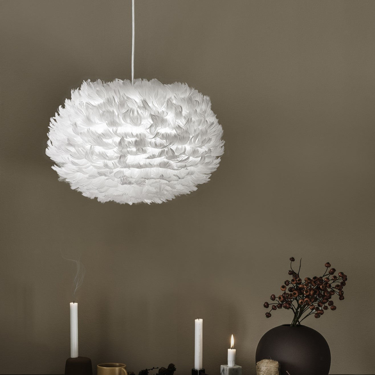UMAGE Eos Medium White Replacement Shade — styled interior view 19