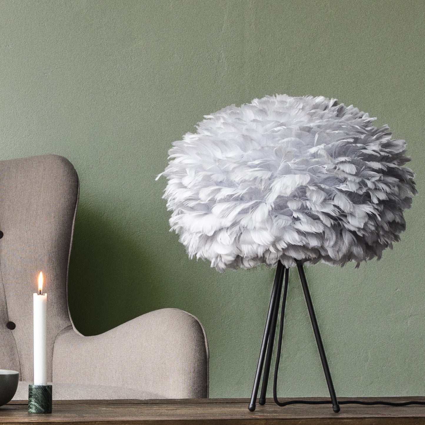 UMAGE Eos Medium Grey Replacement Shade — styled interior view