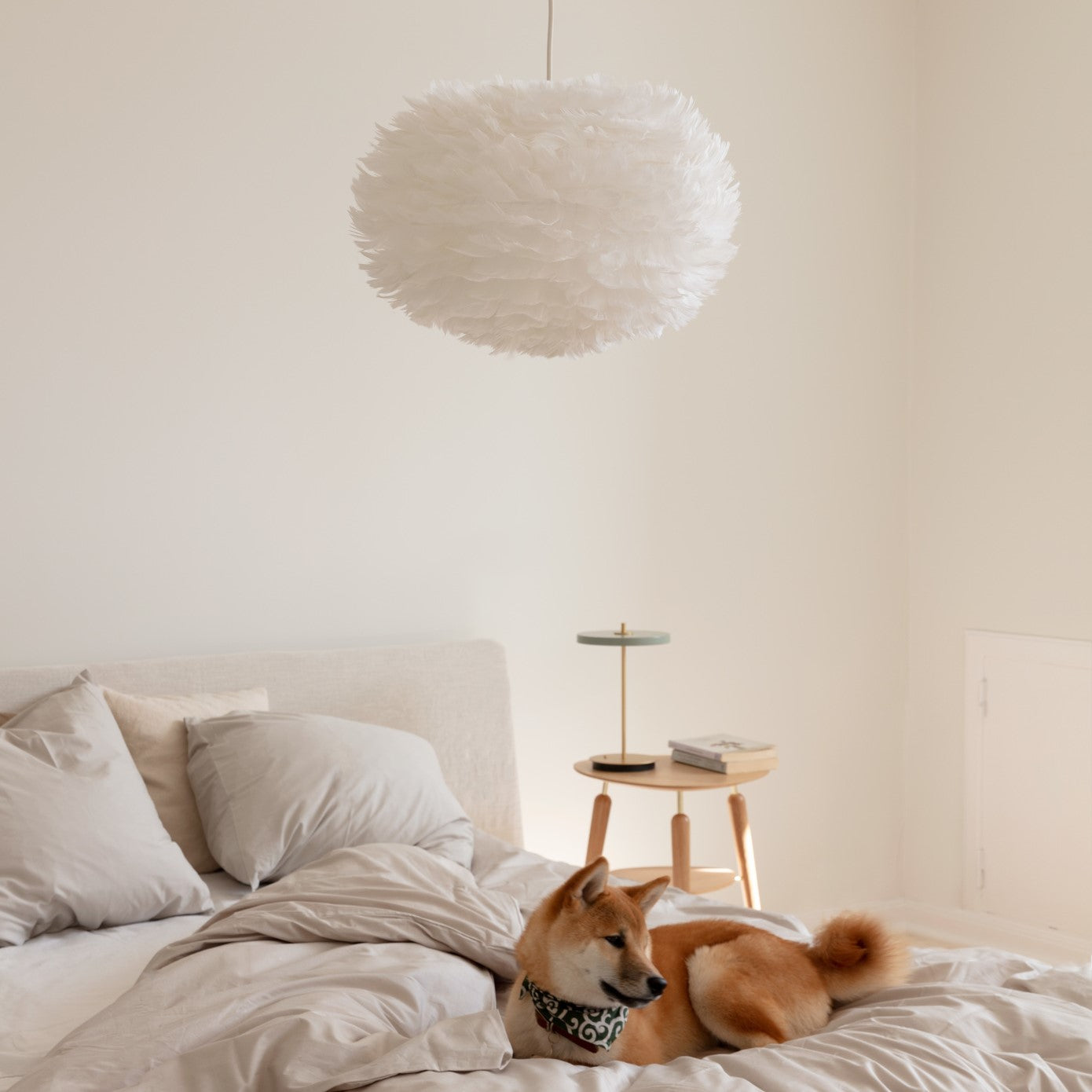 UMAGE Eos Medium White Replacement Shade — styled interior view