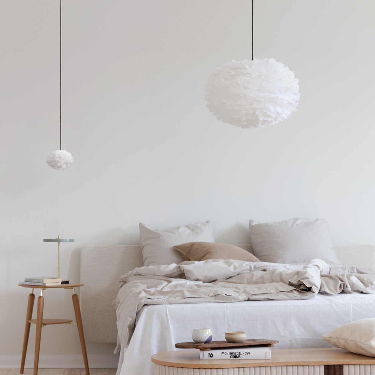 UMAGE Eos Medium White Replacement Shade — styled interior view 4