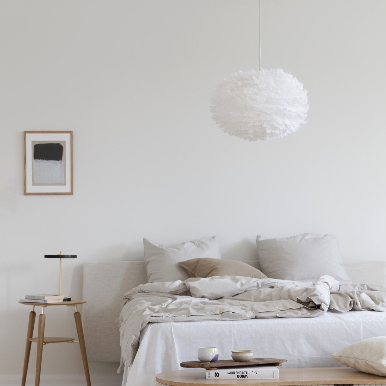 UMAGE Eos Medium White Replacement Shade — styled interior view 7