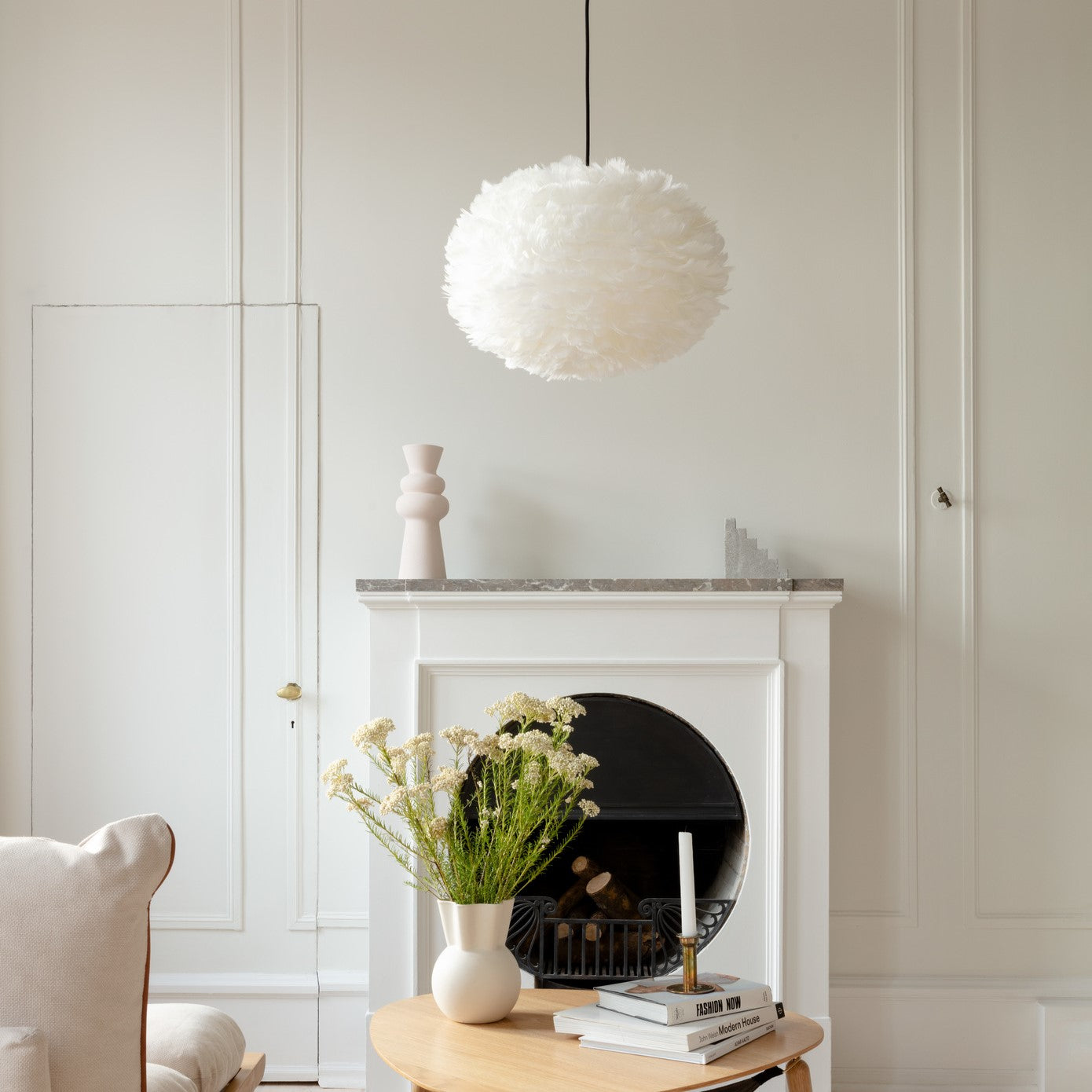 UMAGE Eos Medium White Replacement Shade — styled interior view 10