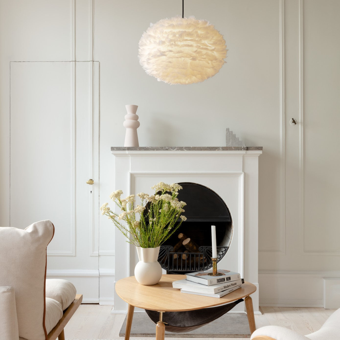 UMAGE Eos Medium White Replacement Shade — styled interior view 3