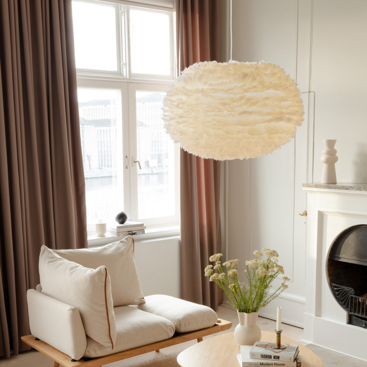 UMAGE Eos XL White Replacement Shade — styled interior view 4