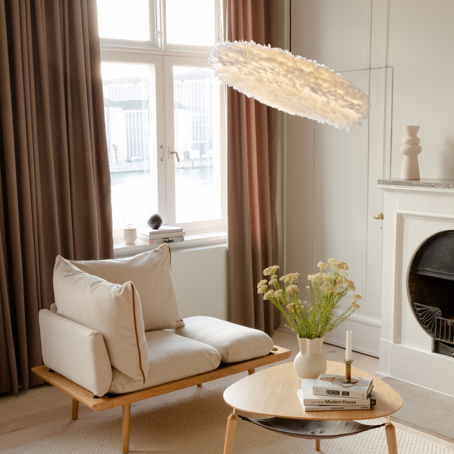 UMAGE Eos Esther Large White Replacement Shade — styled interior view 2