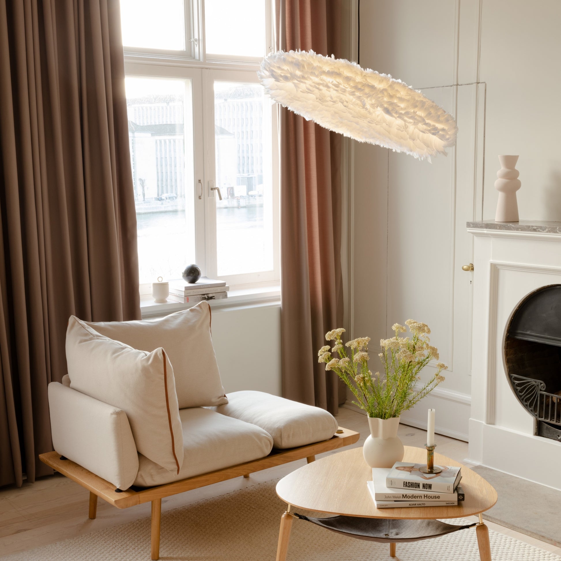 UMAGE Eos Esther Large White Replacement Shade — styled interior view 2