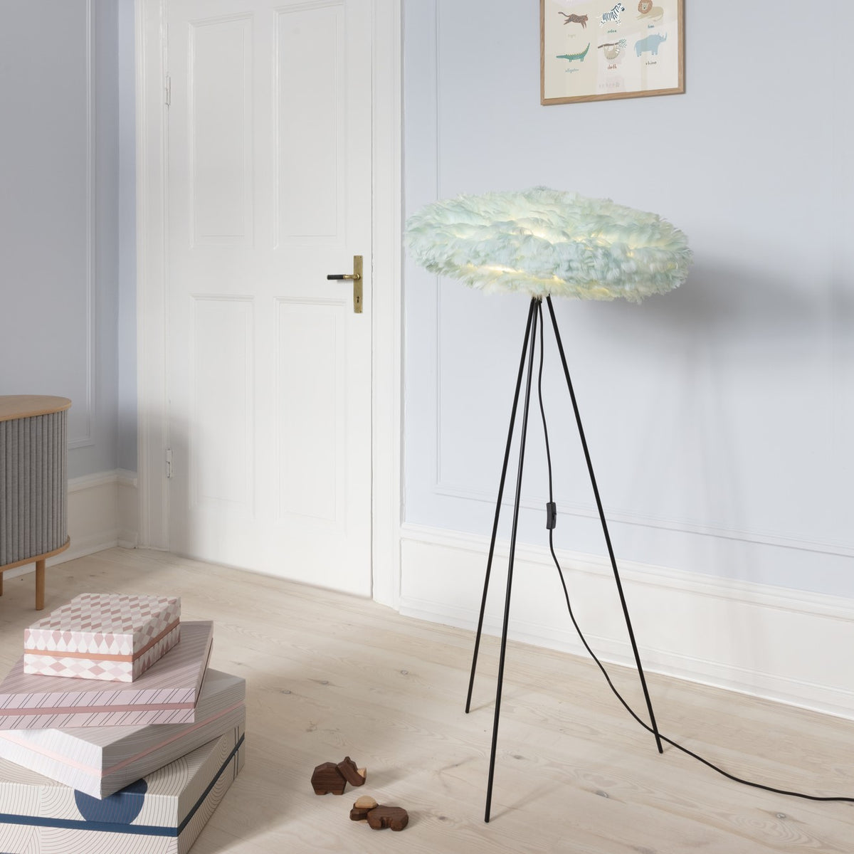 UMAGE Eos Esther Medium Light Blue Replacement Shade — styled interior view 3