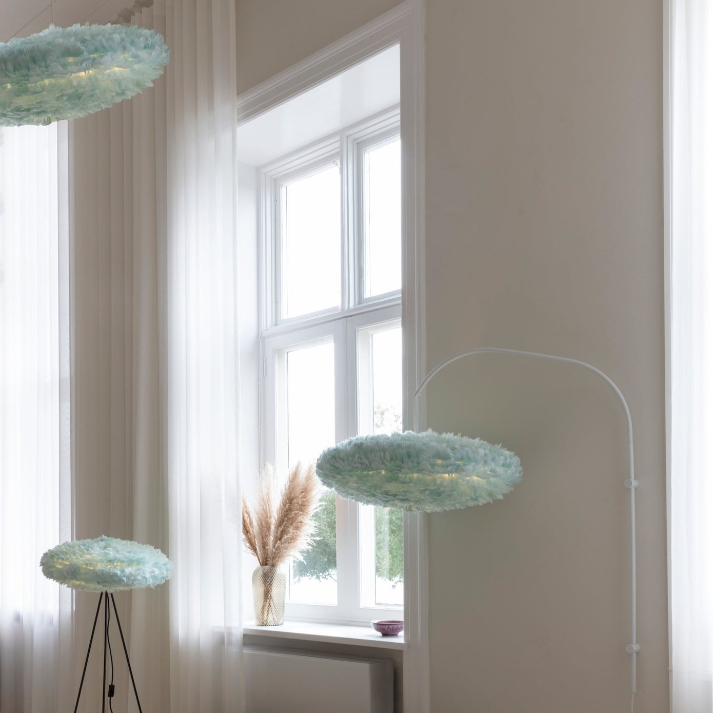 UMAGE Eos Esther Medium Light Blue Replacement Shade — styled interior view 2