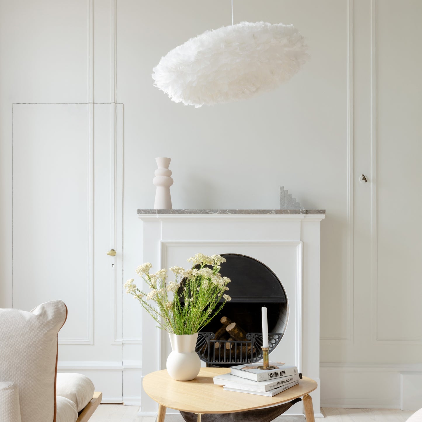 UMAGE Eos Esther Medium White Replacement Shade — styled interior view 2