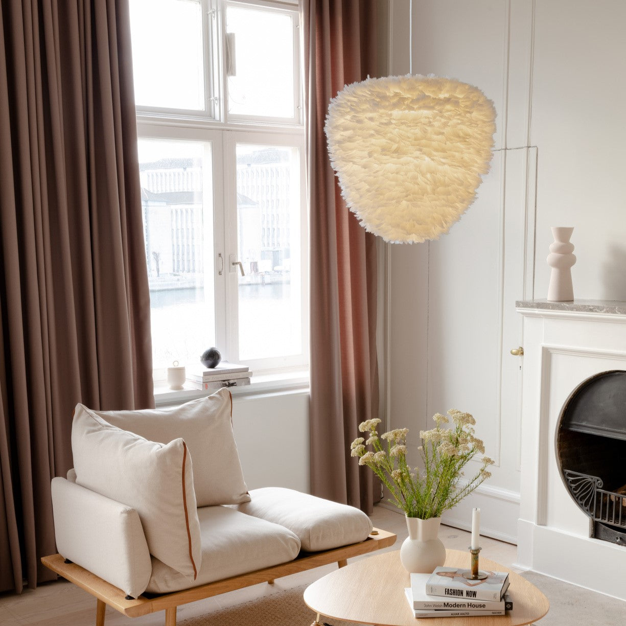 UMAGE Eos Evia Large White Replacement Shade — styled interior view 6