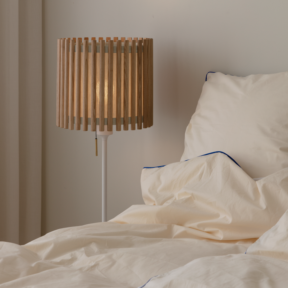UMAGE Komorebi Medium- Circle Oak Replacement Shade — styled interior view