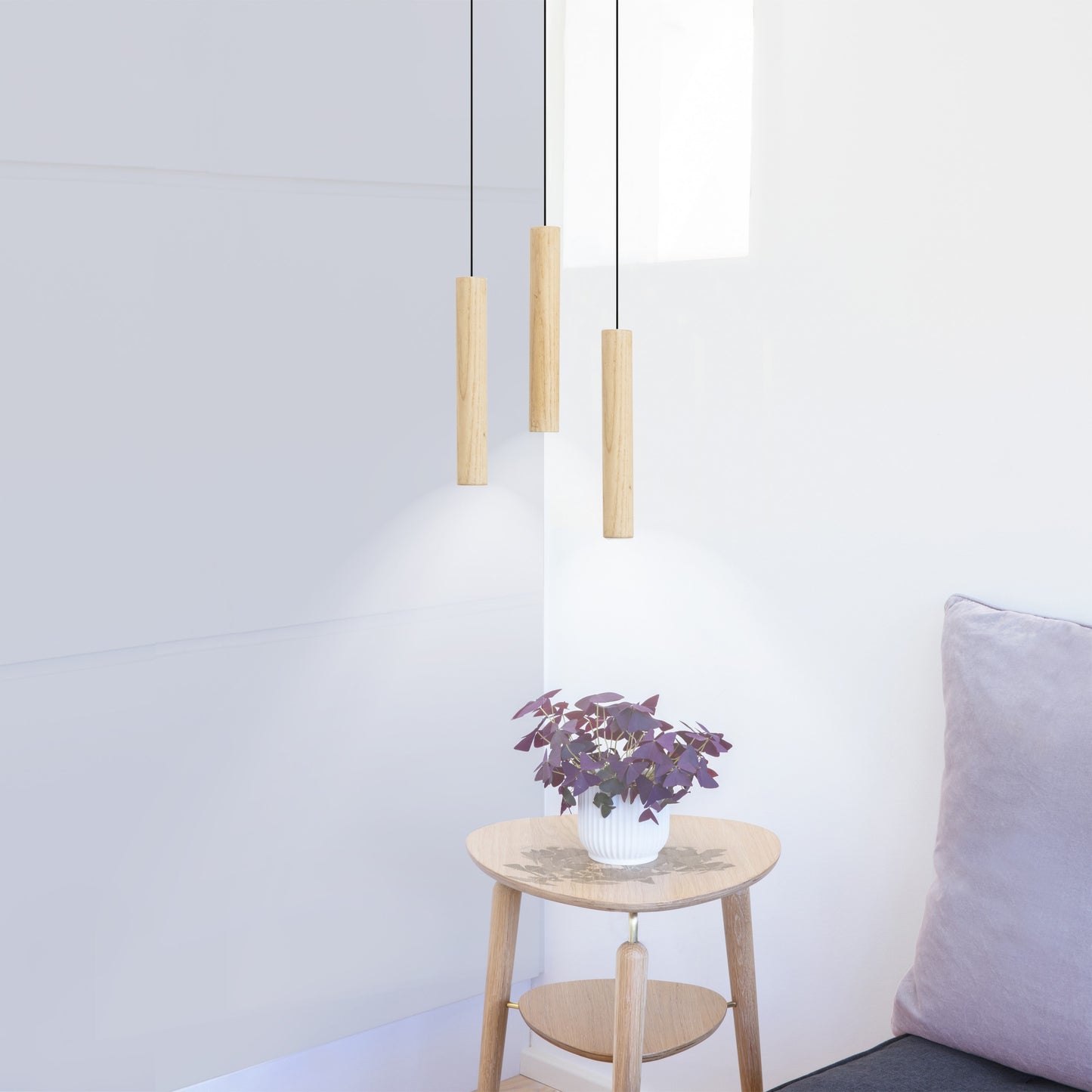 UMAGE Chimes Cluster 3 Oak - US — styled interior view 2