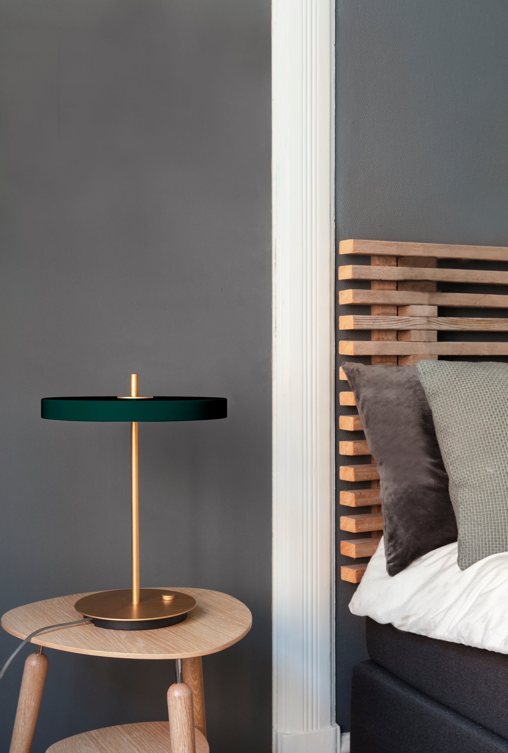 UMAGE Asteria LED Table Lamp in Forest Green — styled interior view 3