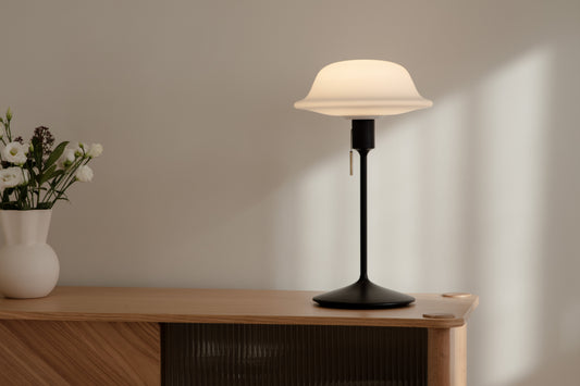 UMAGE Butler White(table and floor version) Replacement Shade — styled interior view