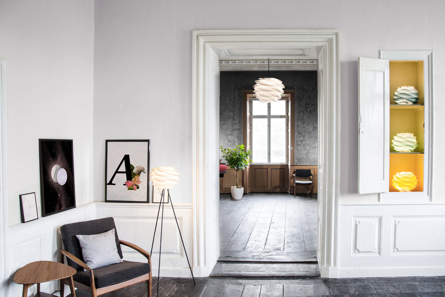 UMAGE Carmina Mini White Replacement Shade — styled interior view 4