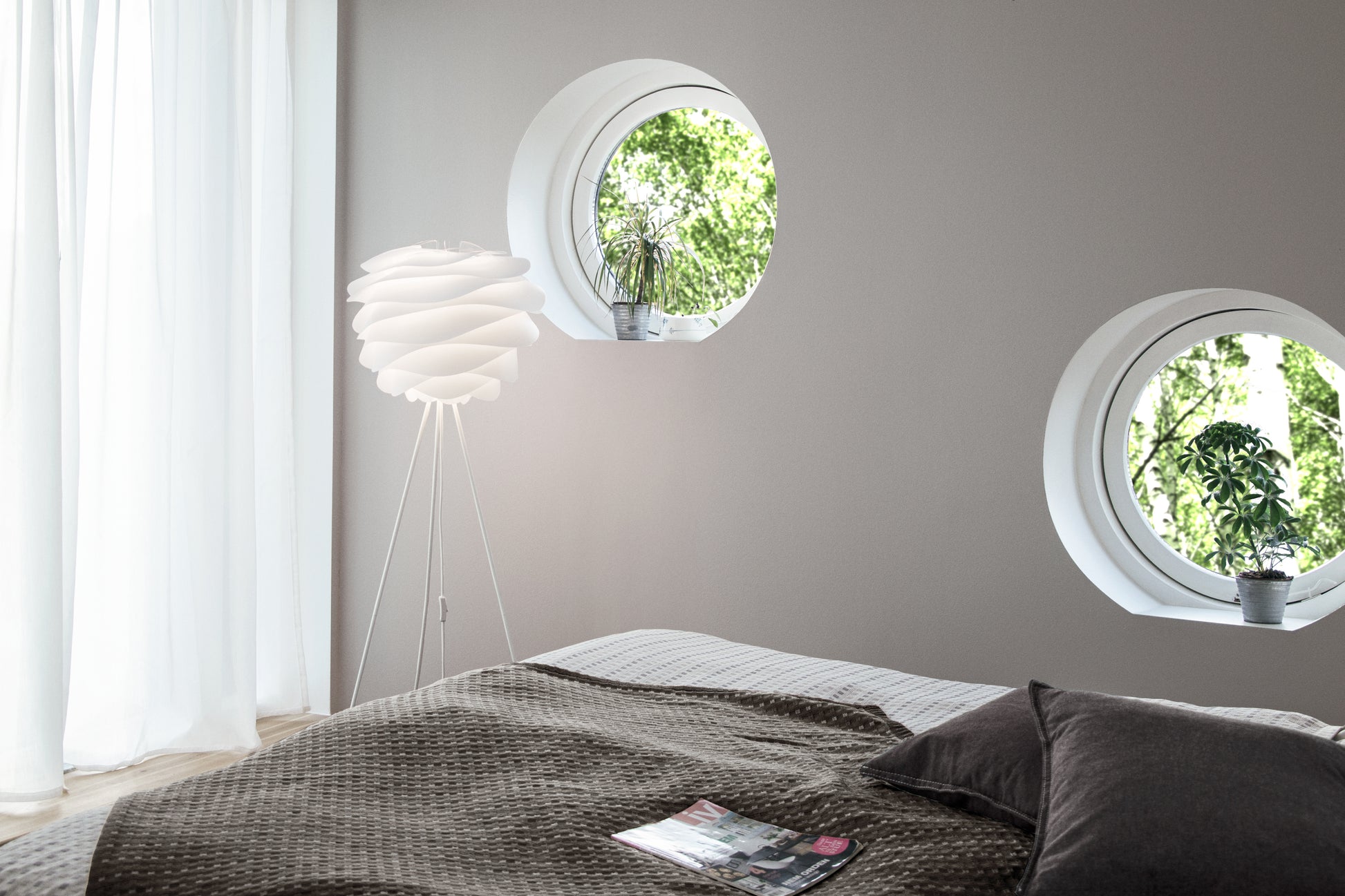 UMAGE Carmina Medium White Replacement Shade — styled interior view 3