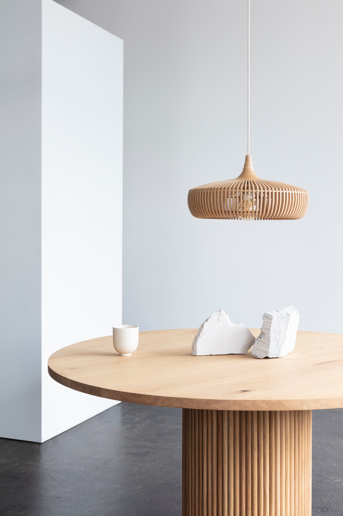 UMAGE Clava Dine Wood Natural Oak Replacement Shade — styled interior view 2