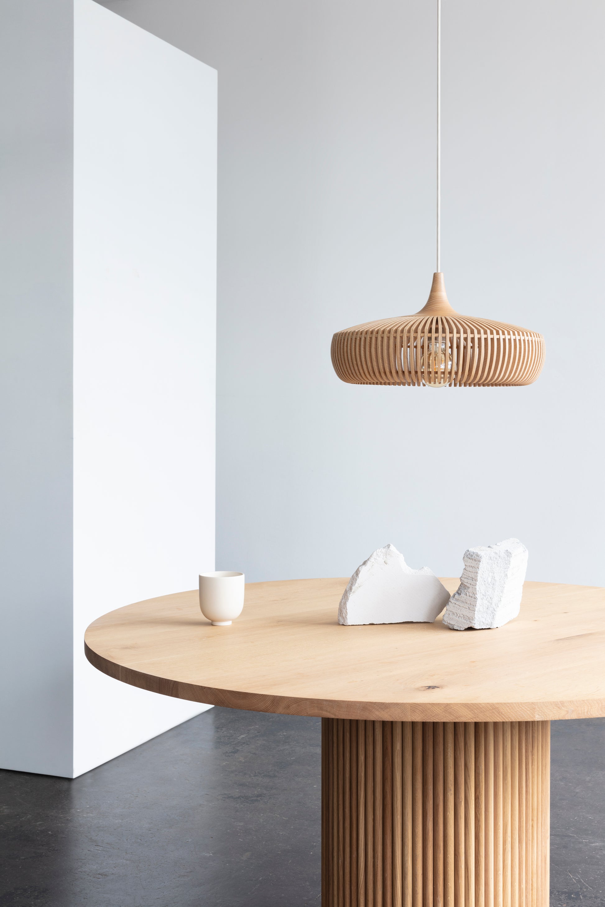 UMAGE Clava Dine Wood Natural Oak Replacement Shade — styled interior view 2