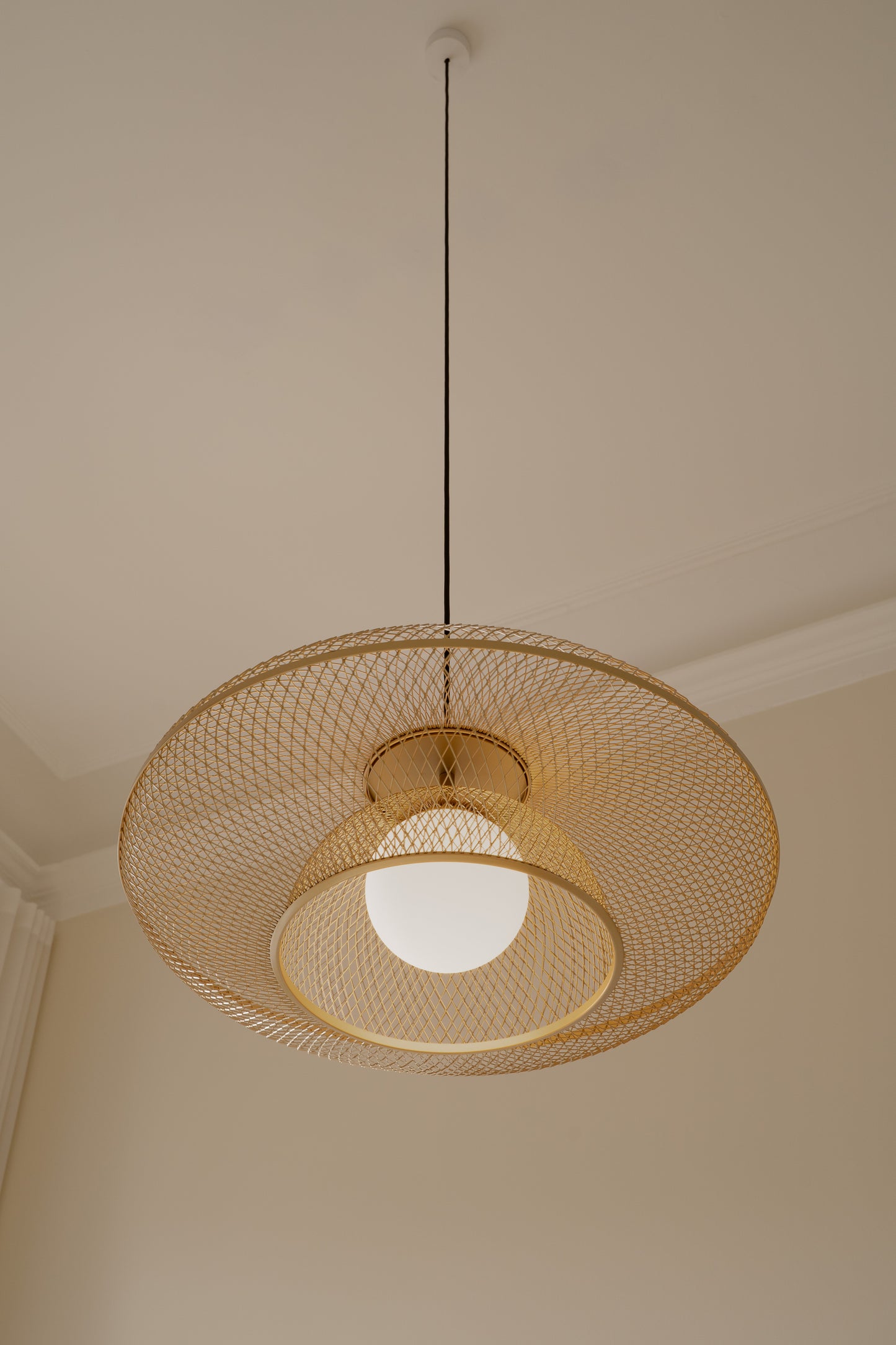 UMAGE Faraday Large Brushed Brass Replacement Shade — styled interior view 5