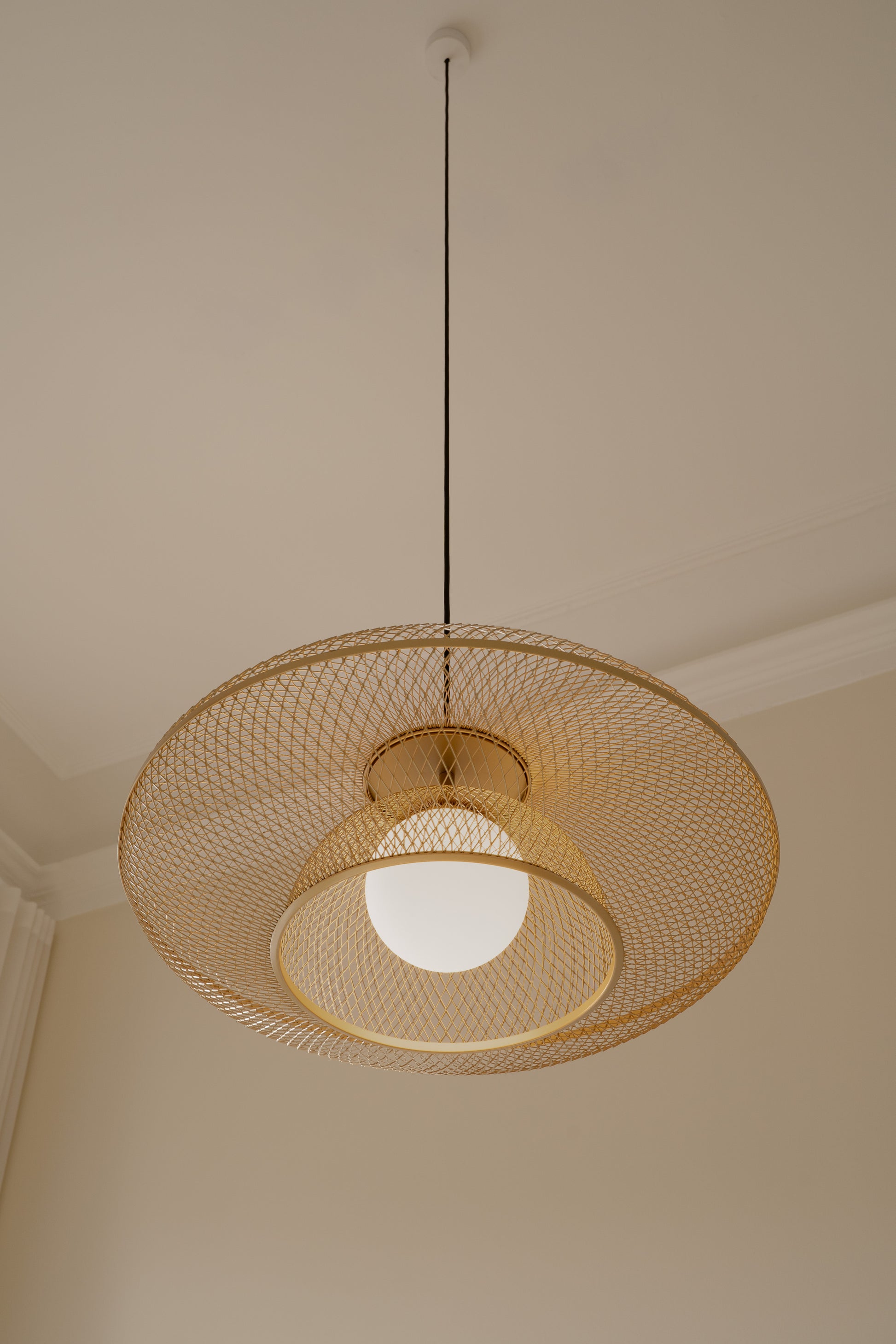 UMAGE Faraday Large Brushed Brass Replacement Shade — styled interior view 5