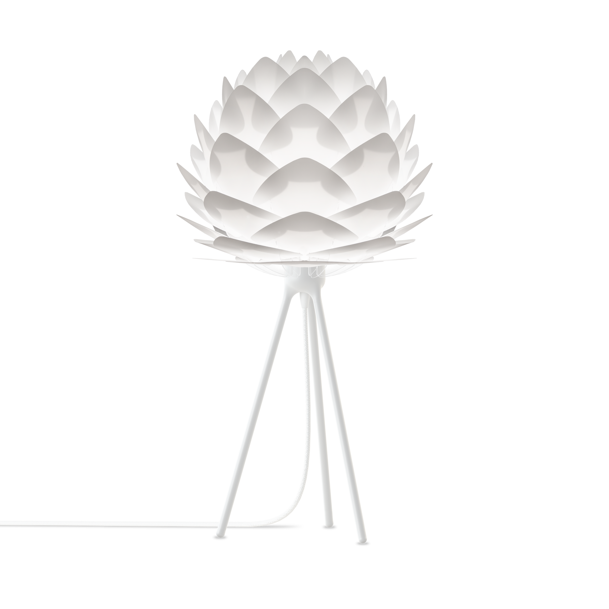 UMAGE Silvia White Mini Tripod Table Lamp with White Base