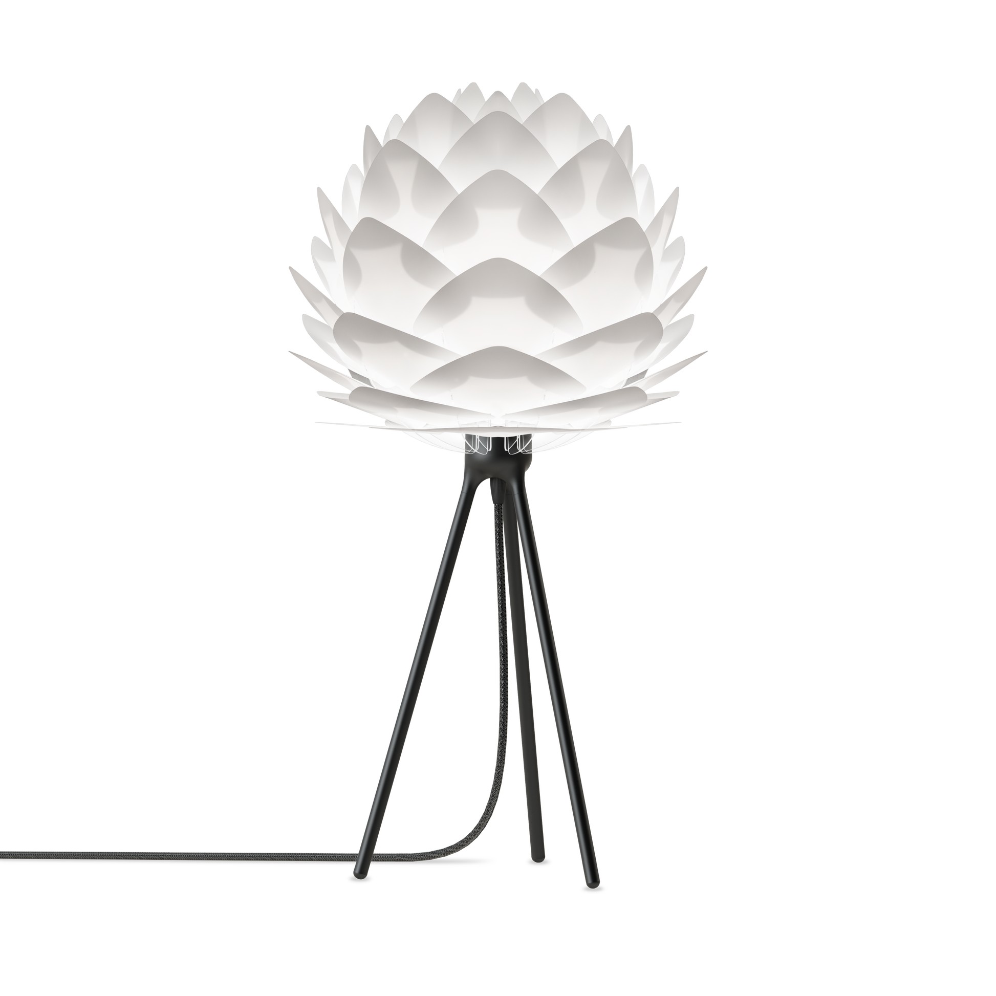 UMAGE Silvia White Mini Tripod Table Lamp with Black Base