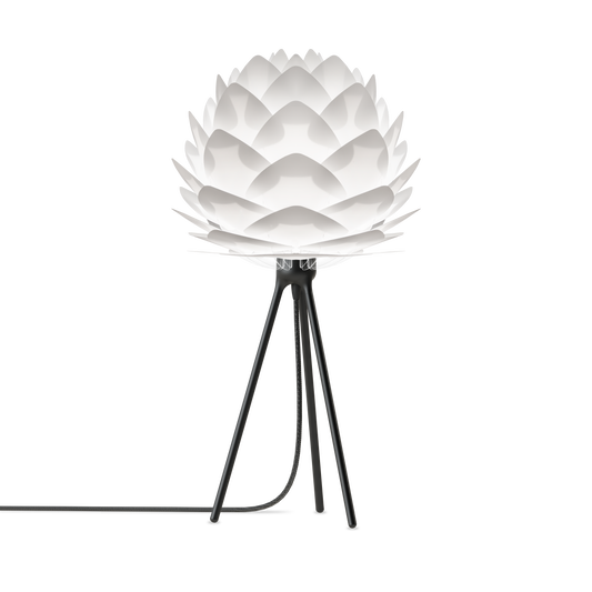UMAGE Silvia White Mini Tripod Table Lamp with Black Base