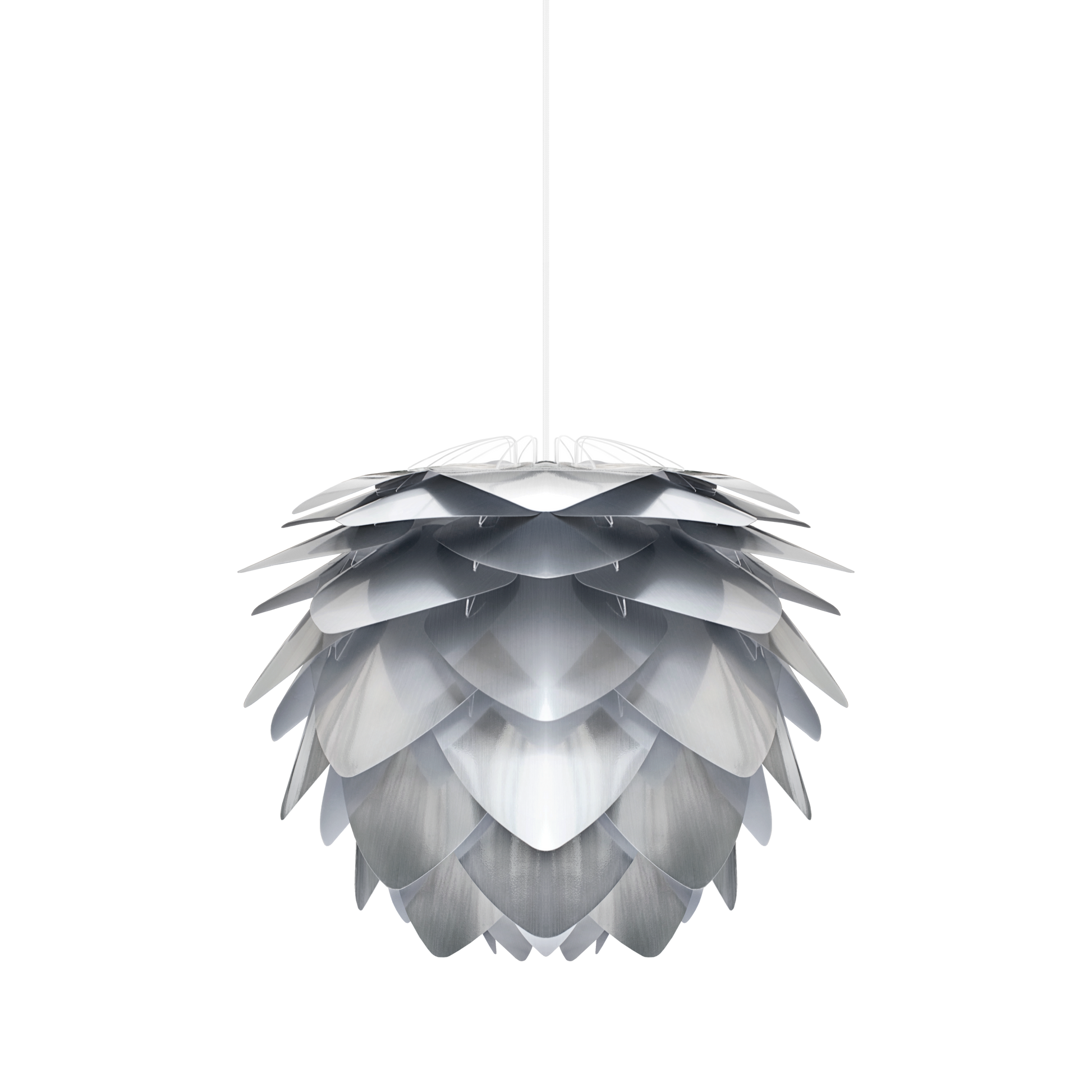 UMAGE Silvia Plug-In Pendant in Steel Foil Finish with White Cord