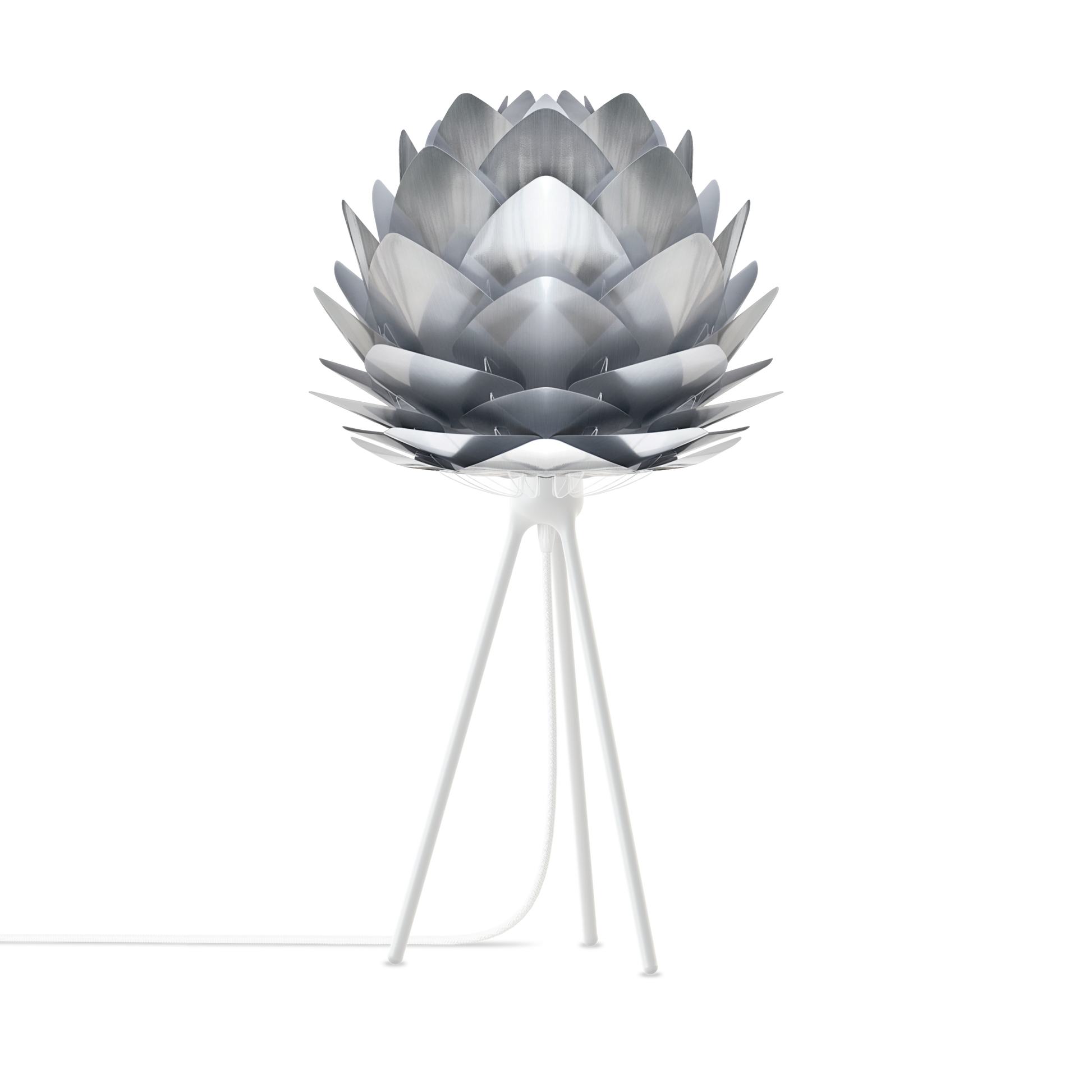 UMAGE Silvia 19" H Table Lamp in Steel Foil Finish and White Base