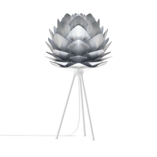 UMAGE Silvia 19" H Table Lamp in Steel Foil Finish and White Base