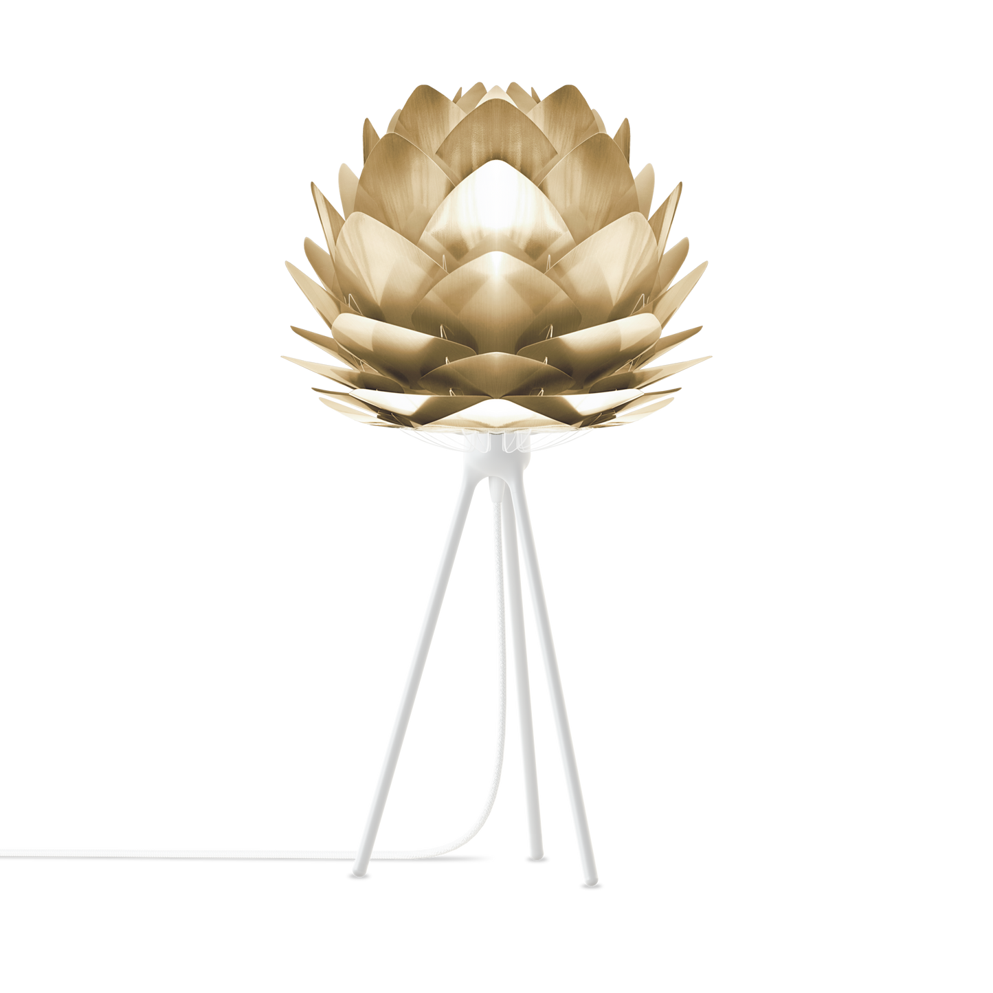 UMAGE Silvia 19" H Table Lamp in Brass Foil Finish and White Base