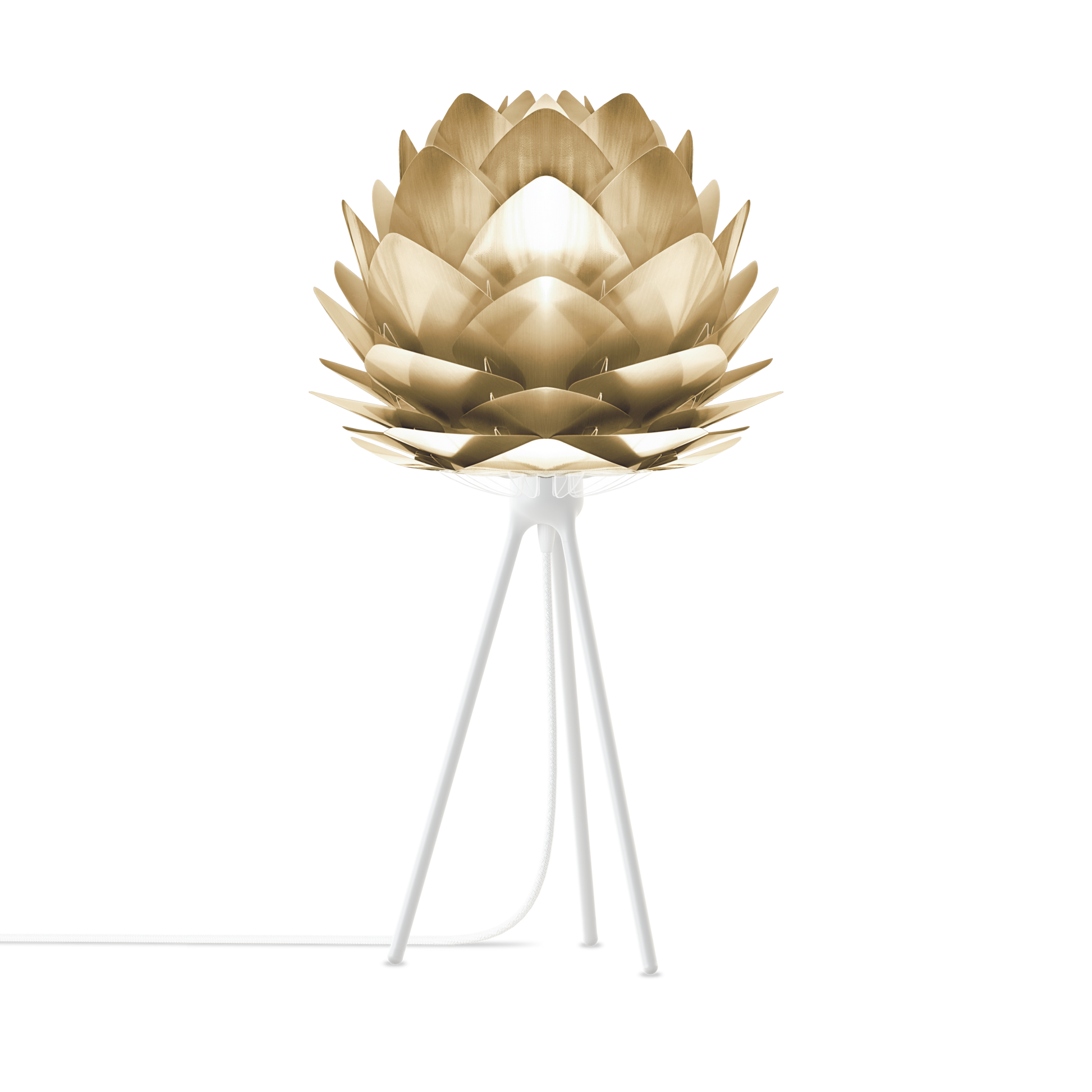 UMAGE Silvia 19" H Table Lamp in Brass Foil Finish and White Base