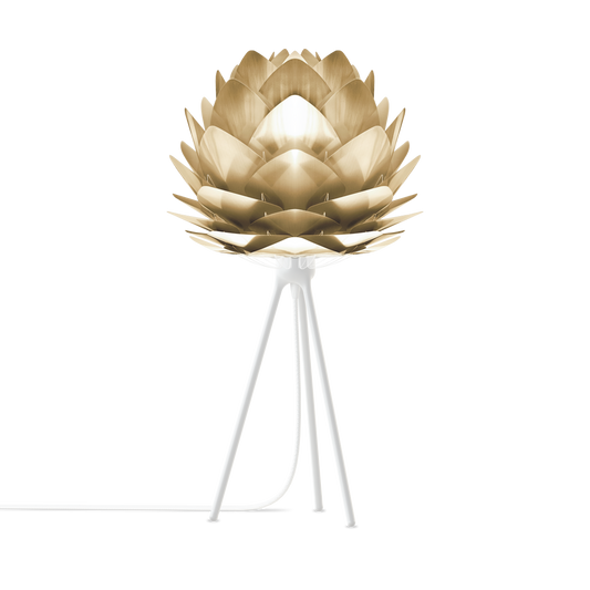UMAGE Silvia 19" H Table Lamp in Brass Foil Finish and White Base