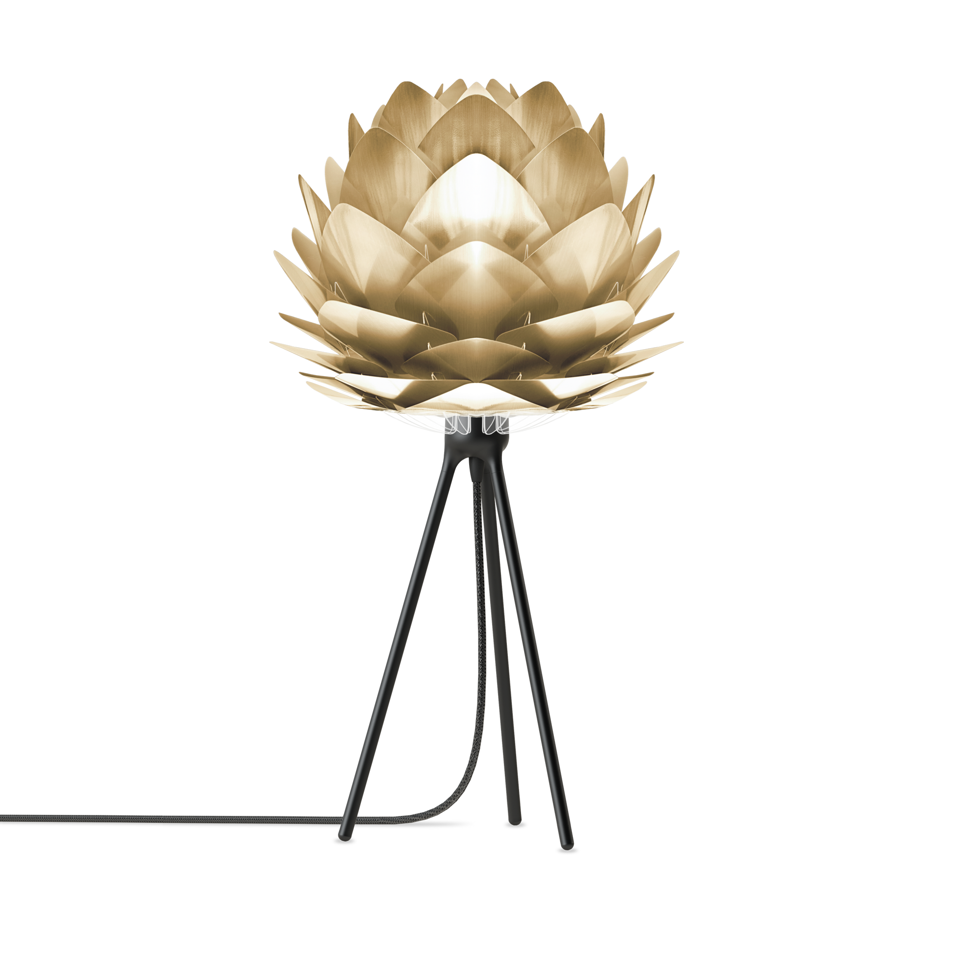 UMAGE Silvia 19" H Table Lamp in Brass Foil Finish and Black Base