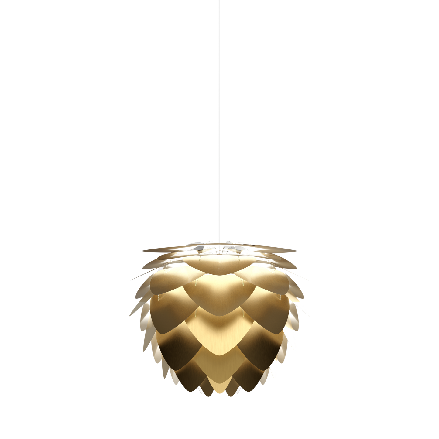 UMAGE Aluvia Medium Plug-In Pendant in Brushed Brass with White Cord