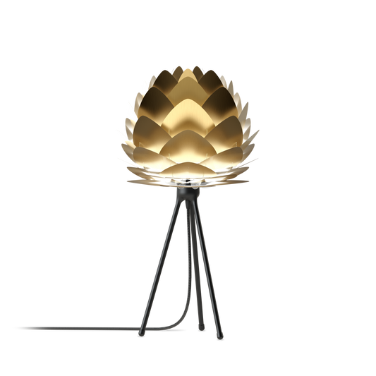 UMAGE Aluvia Tripod Table Lamp in Brushed Brass with Black Base