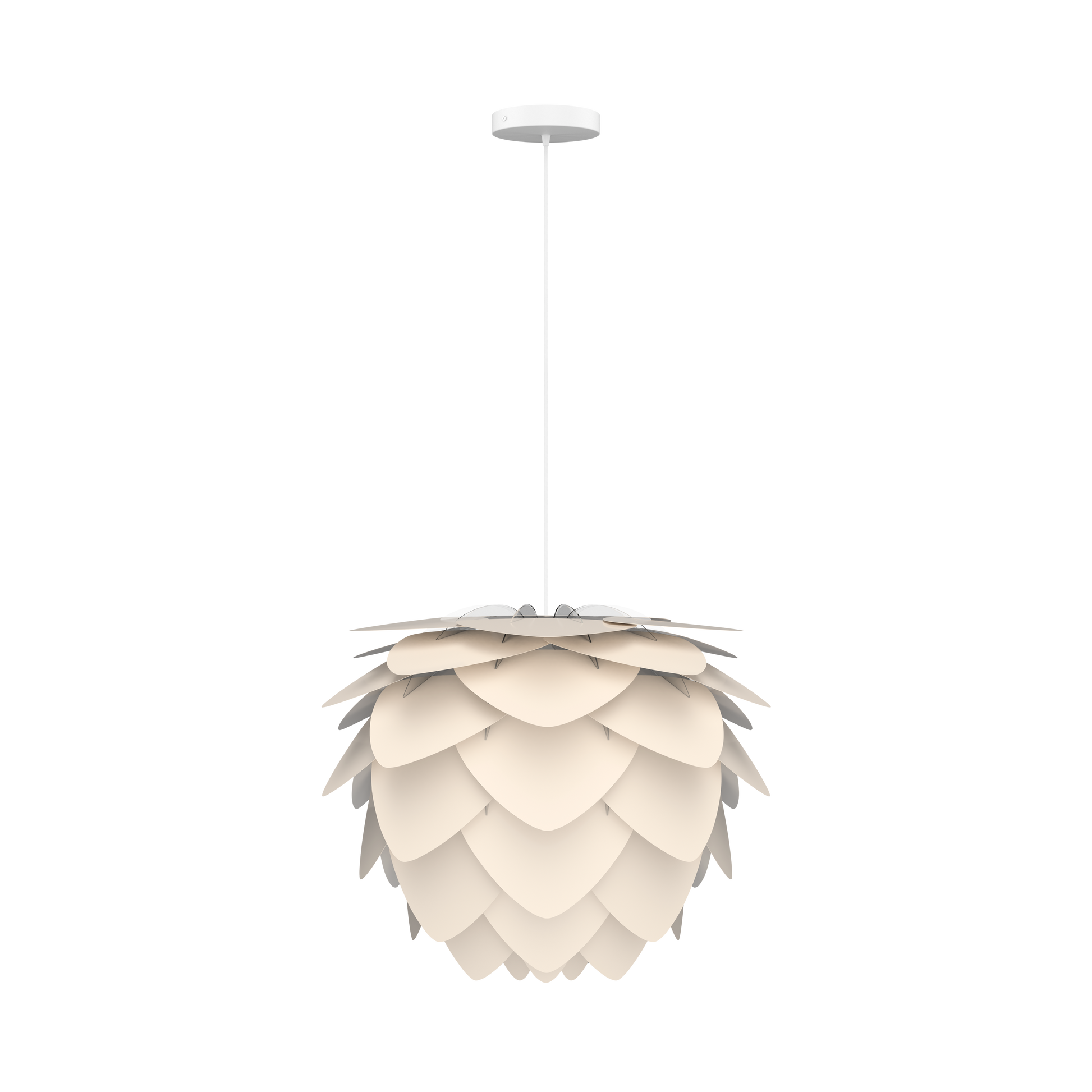 UMAGE Aluvia Medium Hardwired Pendant in Pearl White with White Cord