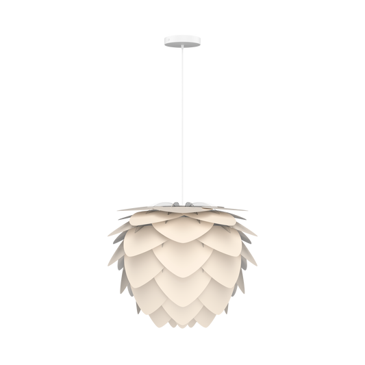 UMAGE Aluvia Medium Hardwired Pendant in Pearl White with White Cord