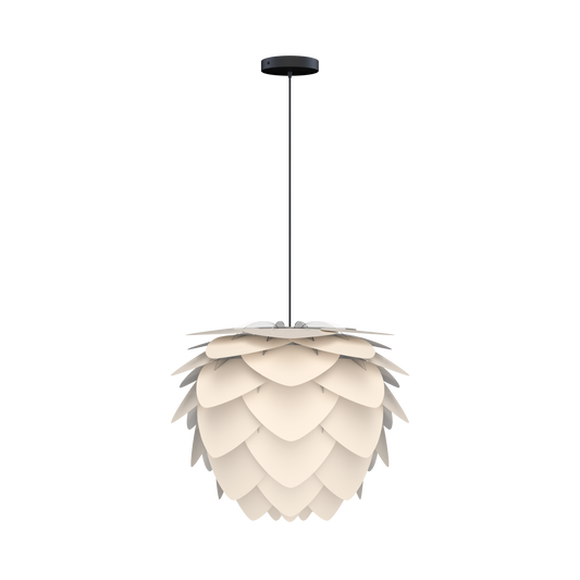 UMAGE Aluvia Medium Hardwired Pendant in Pearl White with Black Cord