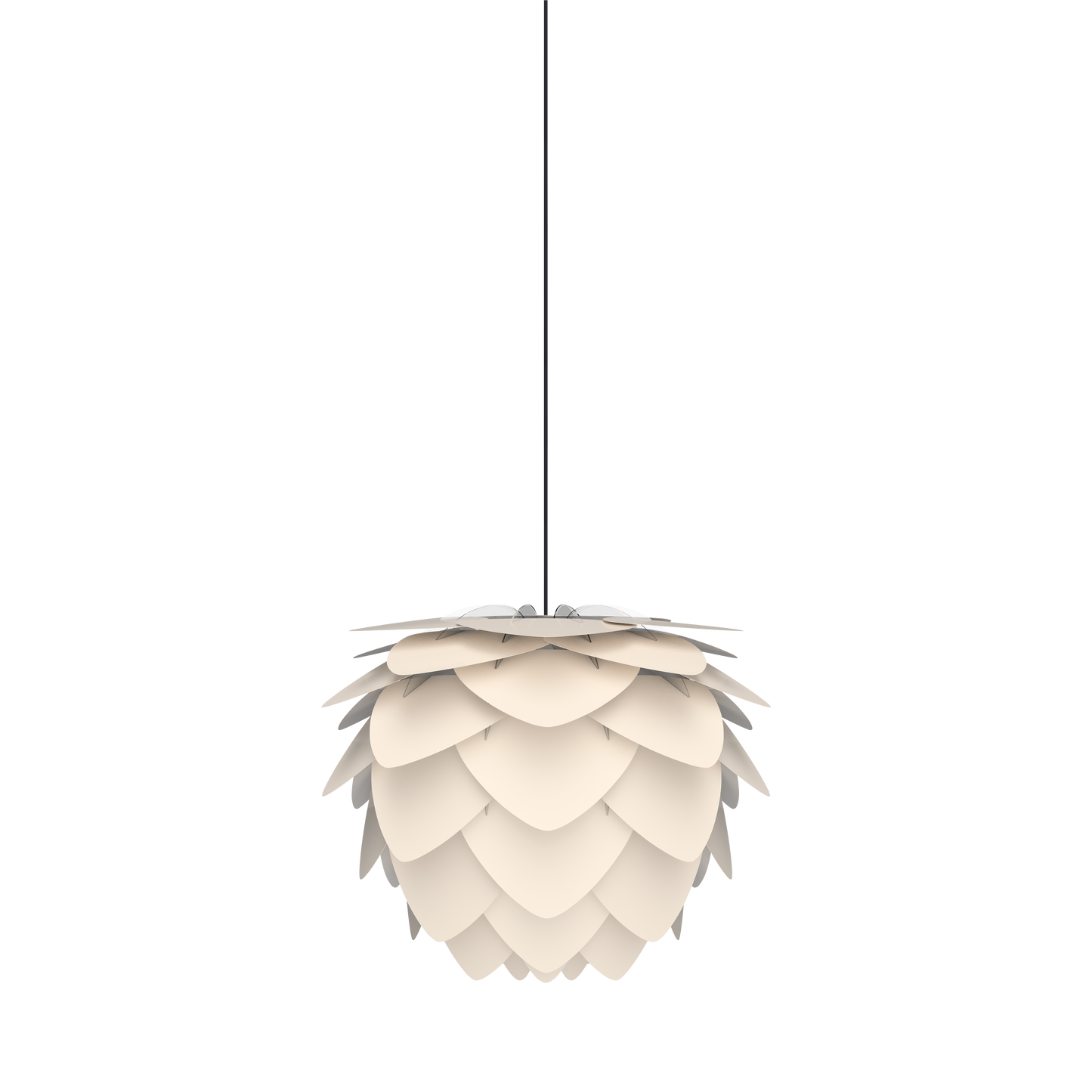 UMAGE Aluvia Medium Plug-In Pendant in Pearl White with Black Cord