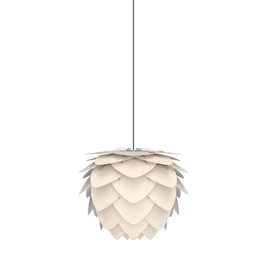 UMAGE Aluvia Medium Plug-In Pendant in Pearl White with Black Cord