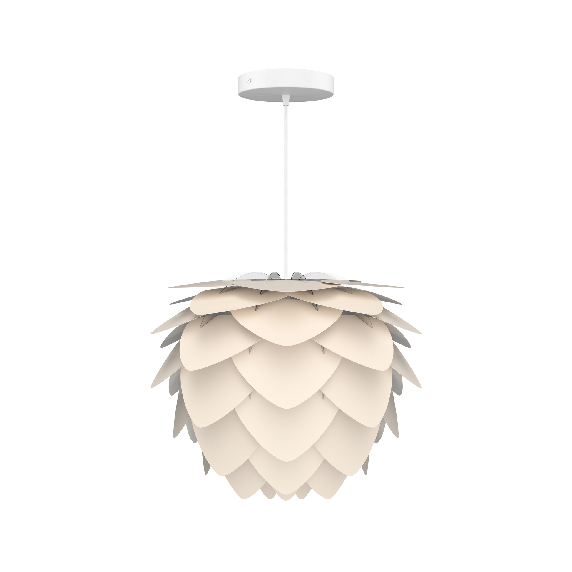 UMAGE Aluvia Mini Hardwired Pendant in Pearl White with White Cord